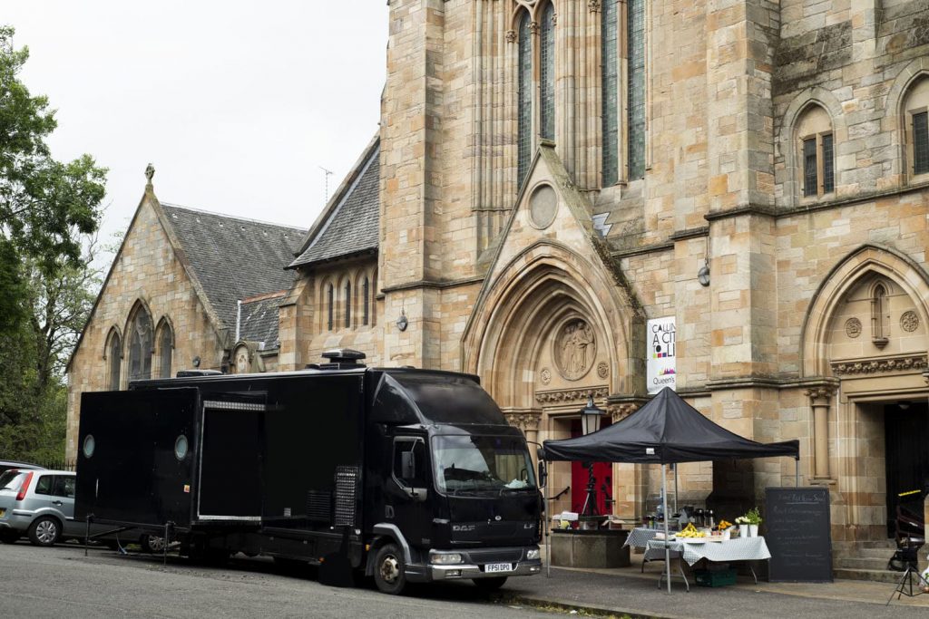 Outdoor location catering setup
